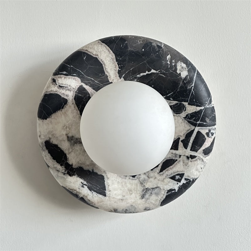 Wall Sconce Elegant Glass Shade With Round Marble