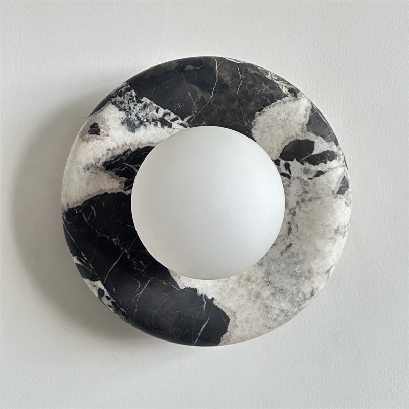 Indoor Wall Sconce With Glass Shade Elegant Round Marble