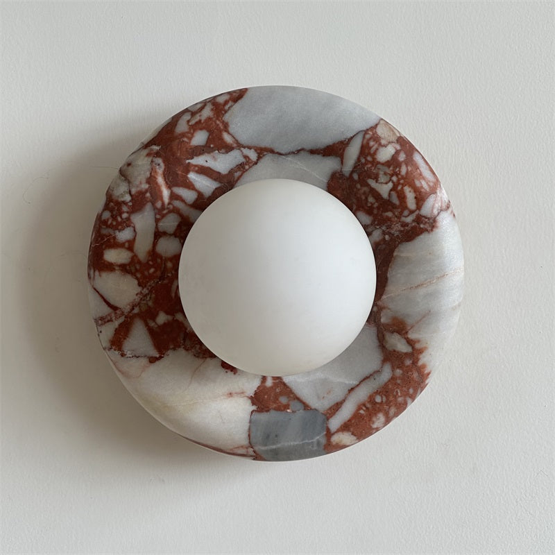 Wall Sconce Elegant Glass Shade With Round Marble