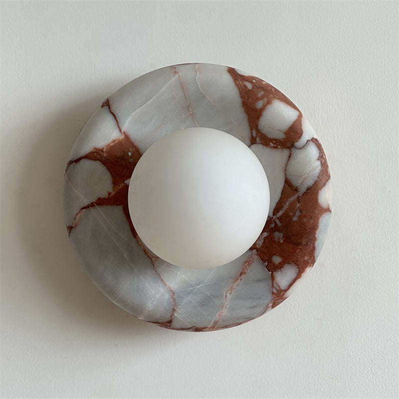 Indoor Wall Sconce With Glass Shade Elegant Round Marble
