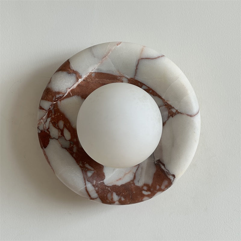 Wall Sconce Elegant Glass Shade With Round Marble