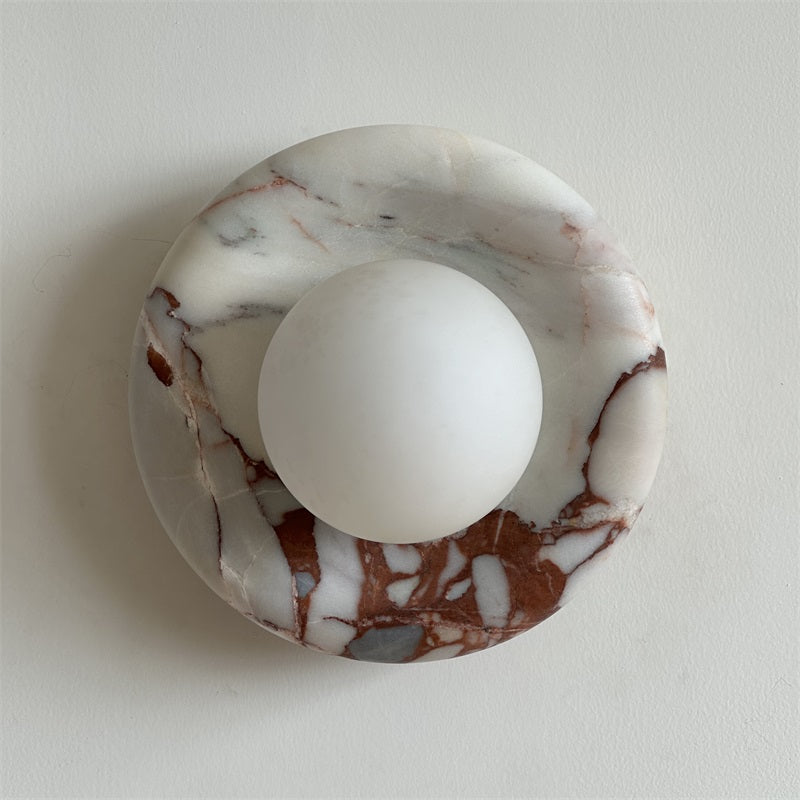 Wall Sconce Elegant Glass Shade With Round Marble