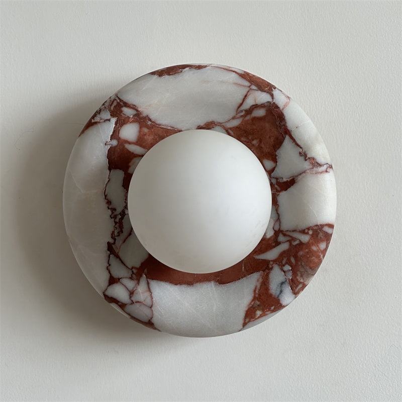 Indoor Wall Sconce With Glass Shade Elegant Round Marble