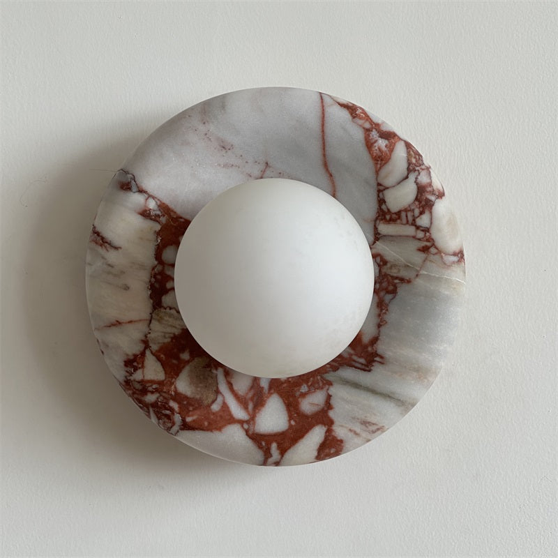 Wall Sconce Elegant Glass Shade With Round Marble
