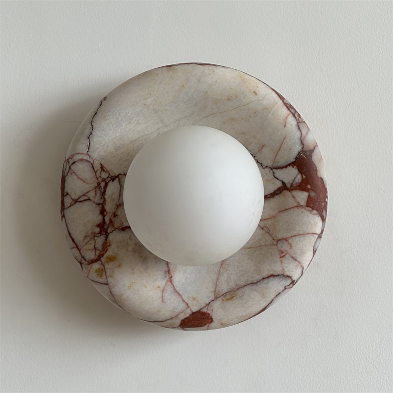 Wall Sconce Elegant Glass Shade With Round Marble