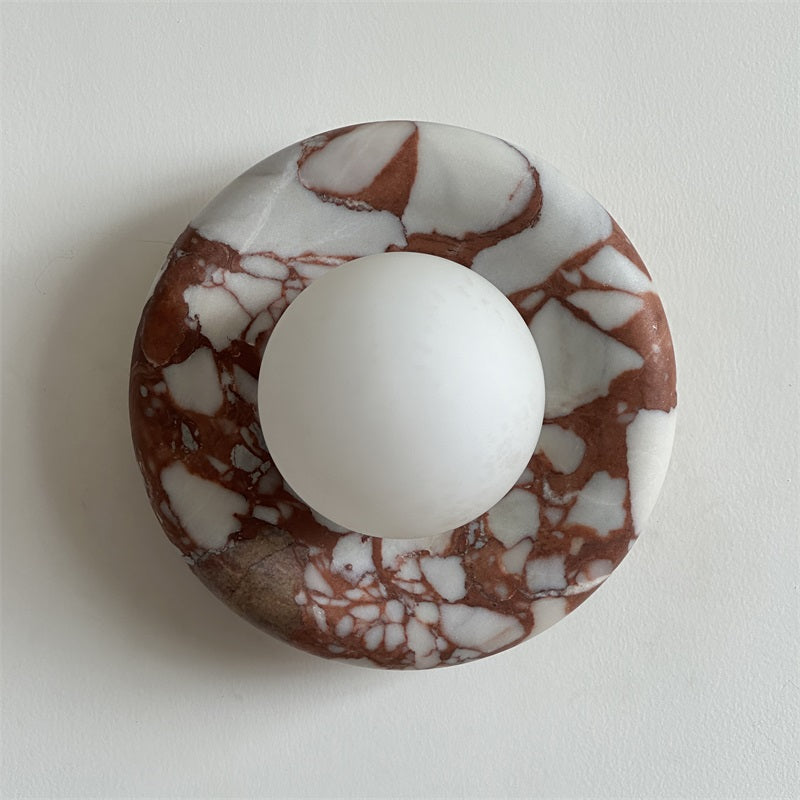 Wall Sconce Elegant Glass Shade With Round Marble