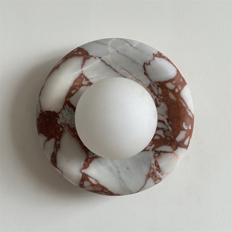 Wall Sconce Elegant Glass Shade With Round Marble