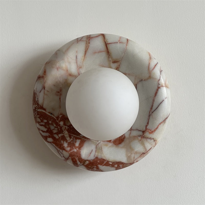 Indoor Wall Sconce With Glass Shade Elegant Round Marble