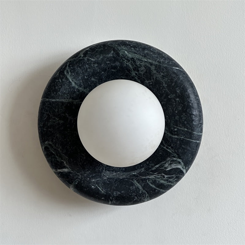 Wall Sconce Elegant Glass Shade With Round Marble