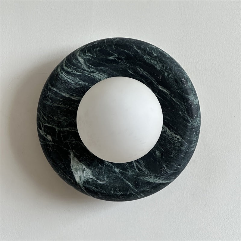 Wall Sconce Elegant Glass Shade With Round Marble