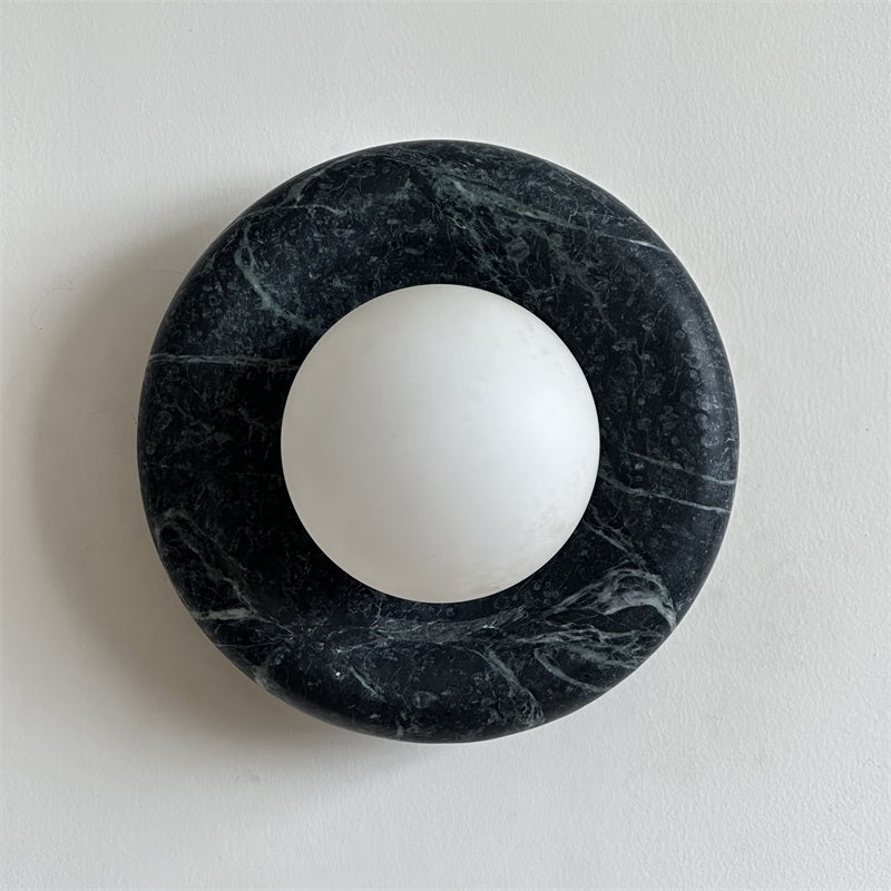 Wall Sconce Elegant Glass Shade With Round Marble