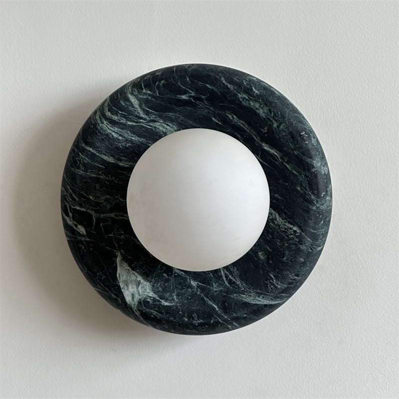 Indoor Wall Sconce With Glass Shade Elegant Round Marble