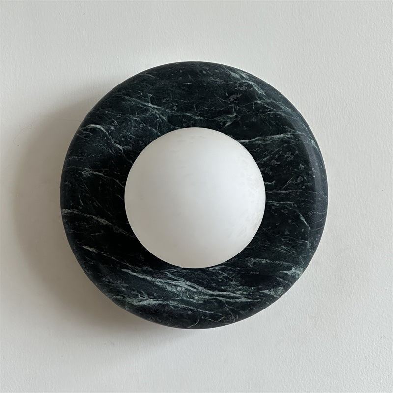 Wall Sconce Elegant Glass Shade With Round Marble