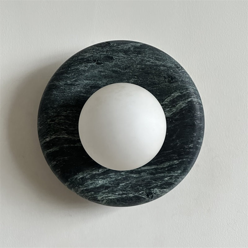 Wall Sconce Elegant Glass Shade With Round Marble