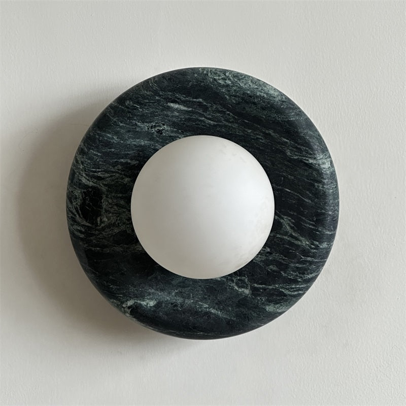 Indoor Wall Sconce With Glass Shade Elegant Round Marble