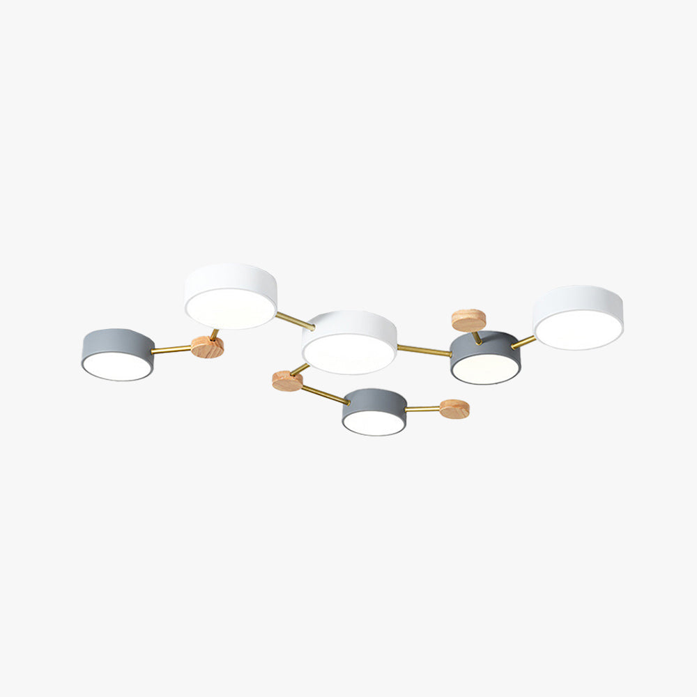 Living Room And Bedroom Modern LED Ceiling Light With Wood Accent