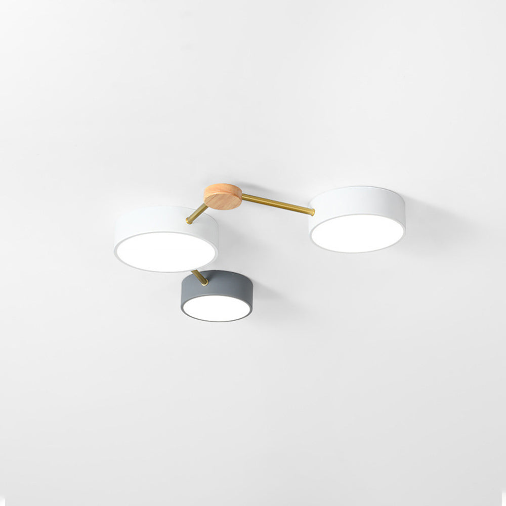 Living Room And Bedroom Modern LED Ceiling Light With Wood Accent