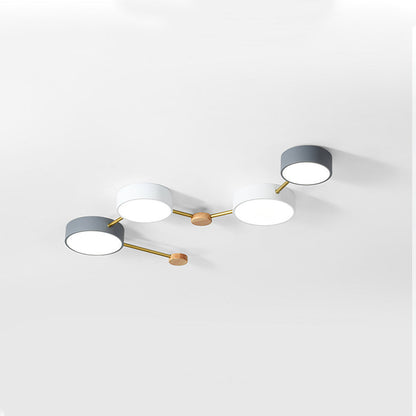 Living Room And Bedroom Modern LED Ceiling Light With Wood Accent