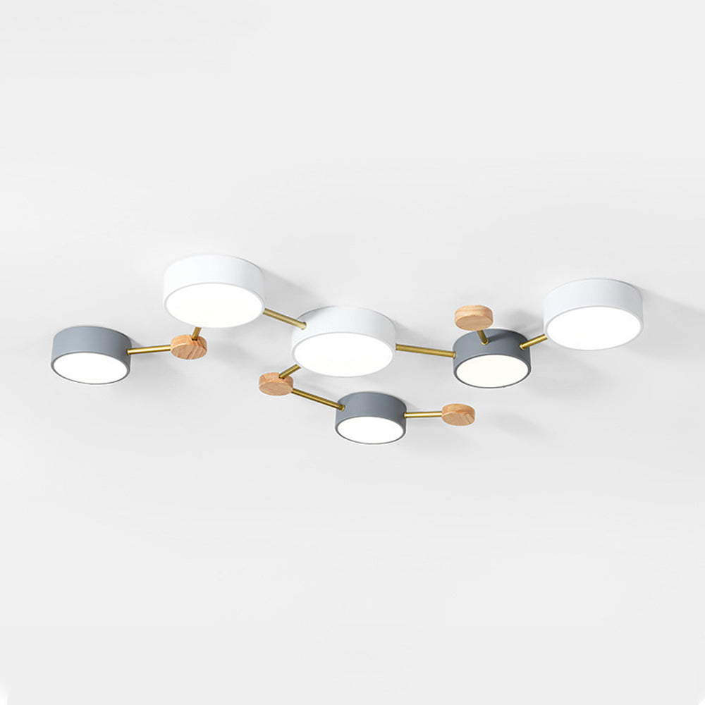 Living Room And Bedroom Modern LED Ceiling Light With Wood Accent