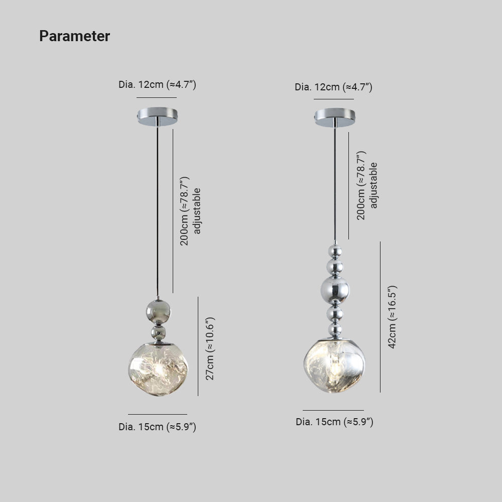 Ambient Glow Glass Shade Retro Chrome LED Pendant Light