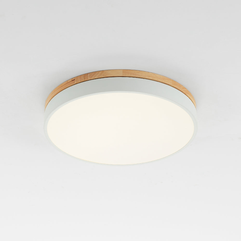 Ceiling Light With Wood Finish Nordic Round LED Flush Mount