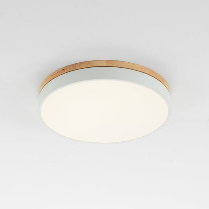 Ceiling Light With Wood Finish Nordic Round LED Flush Mount