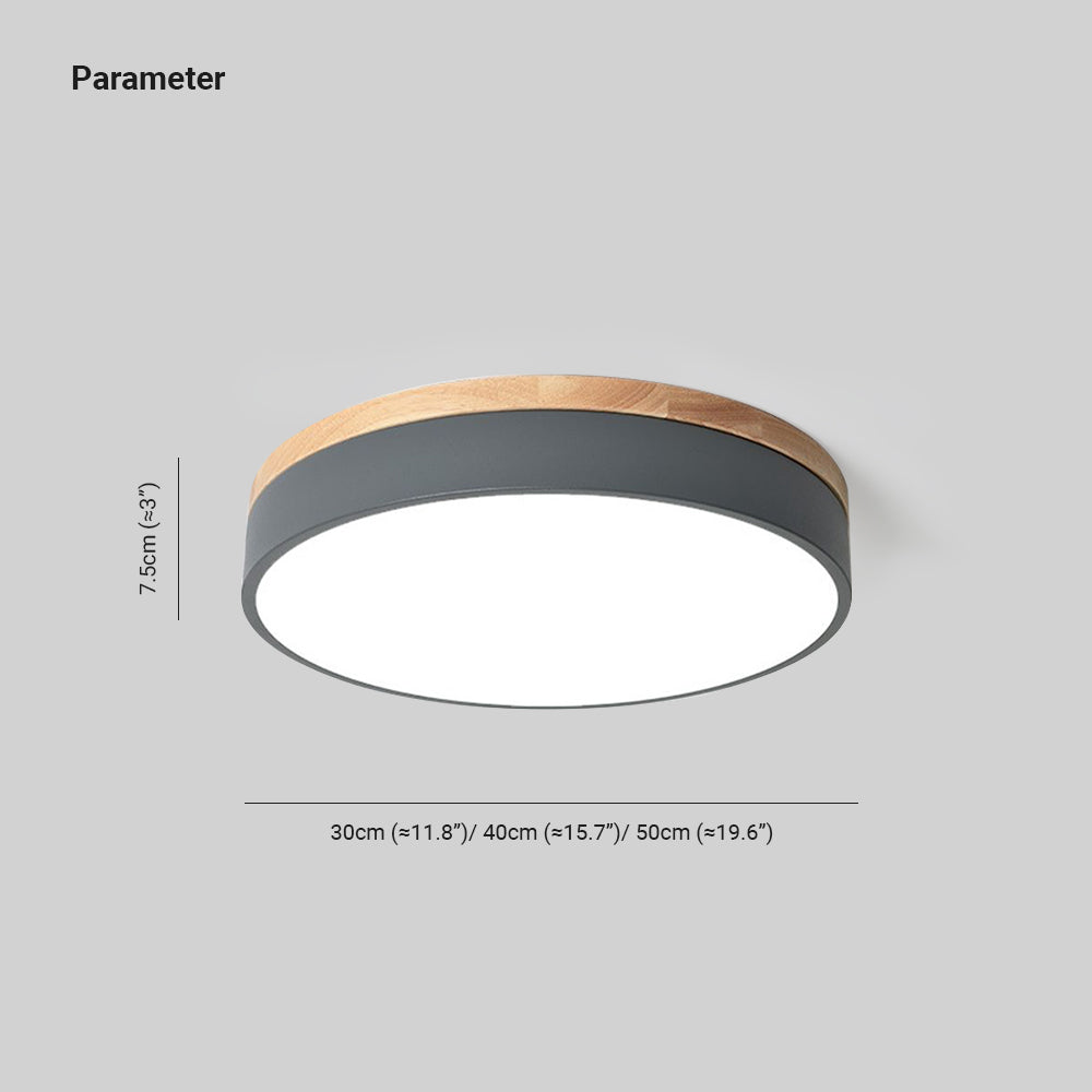Ceiling Light With Wood Finish Nordic Round LED Flush Mount