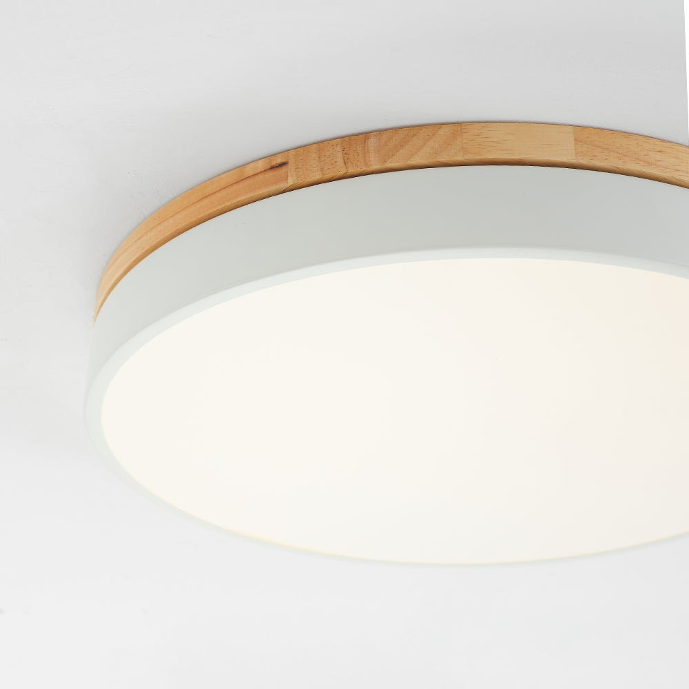 Ceiling Light With Wood Finish Nordic Round LED Flush Mount