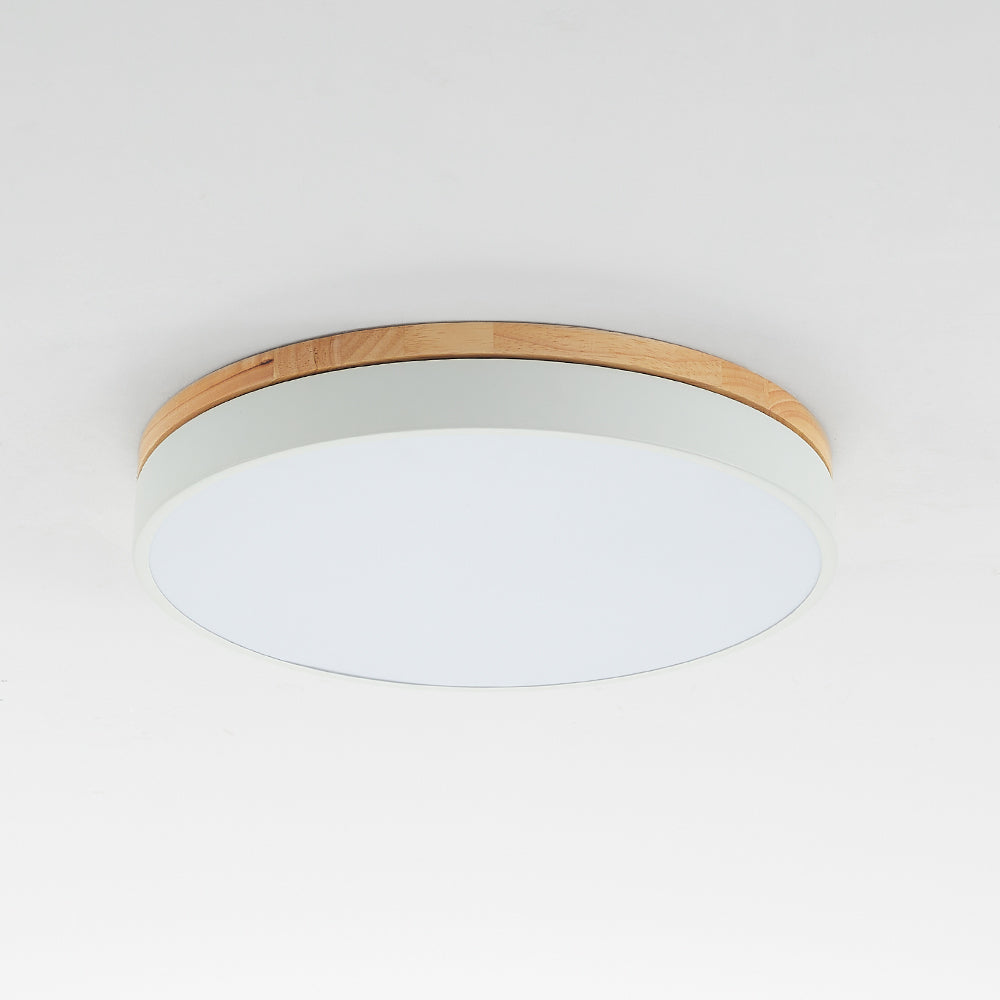 Ceiling Light With Wood Finish Nordic Round LED Flush Mount