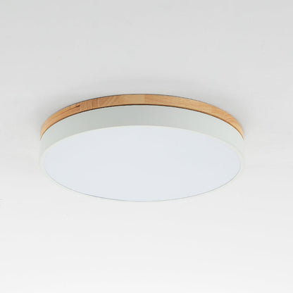 Ceiling Light With Wood Finish Nordic Round LED Flush Mount