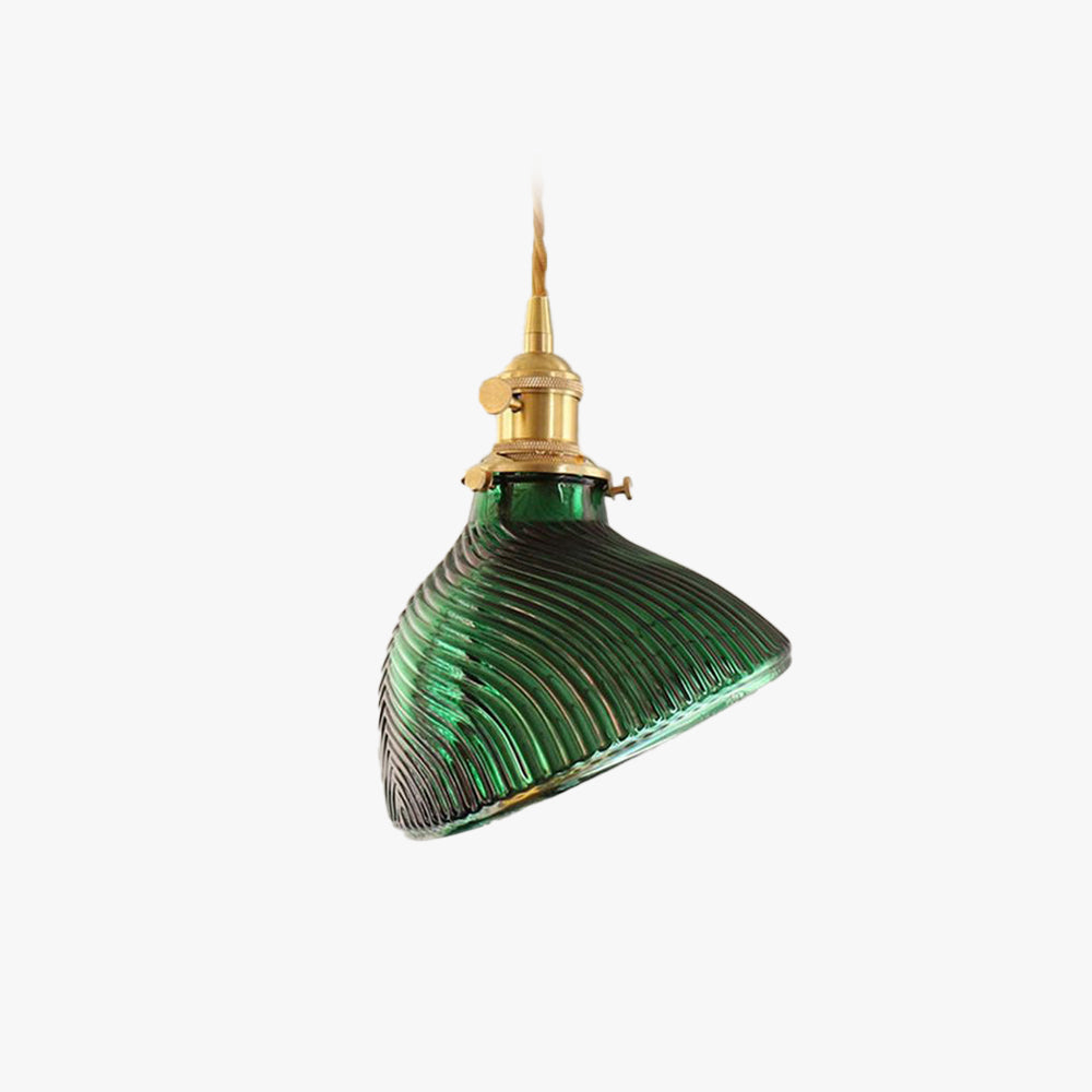 Green Glass Retro LED Pendant Light For Dining Room