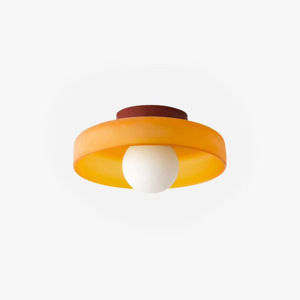 Glass Drum Ceiling Light With Metal Frame Elegant