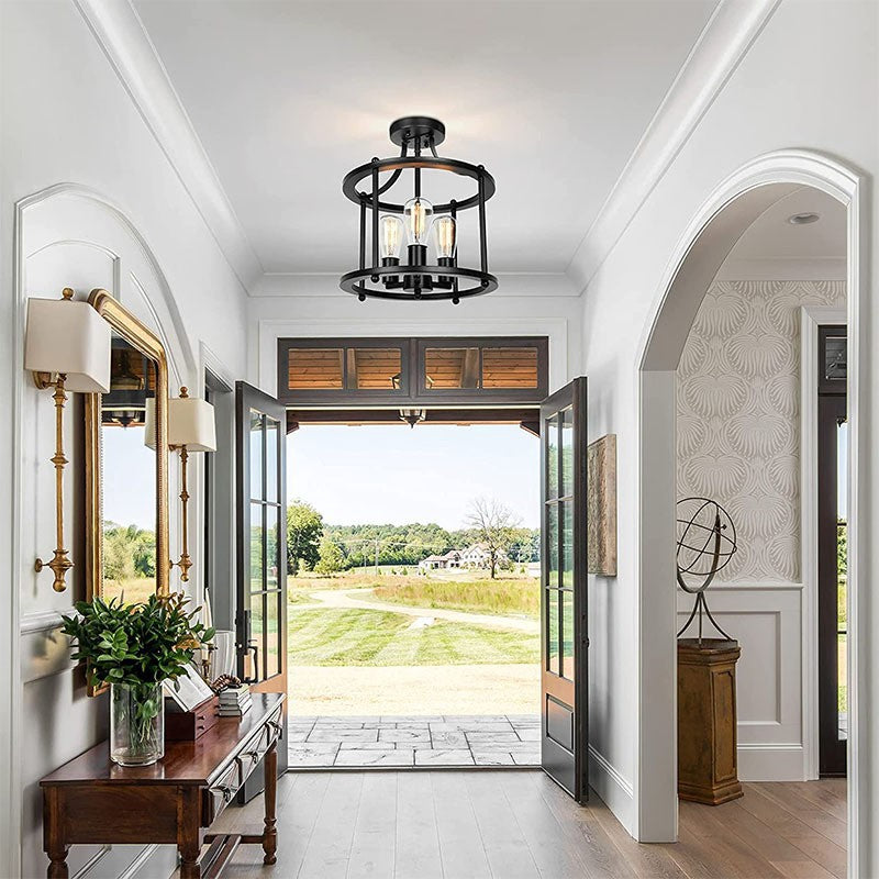 Ceiling Light Industrial LED Flush Mount Lantern For Dining And Living