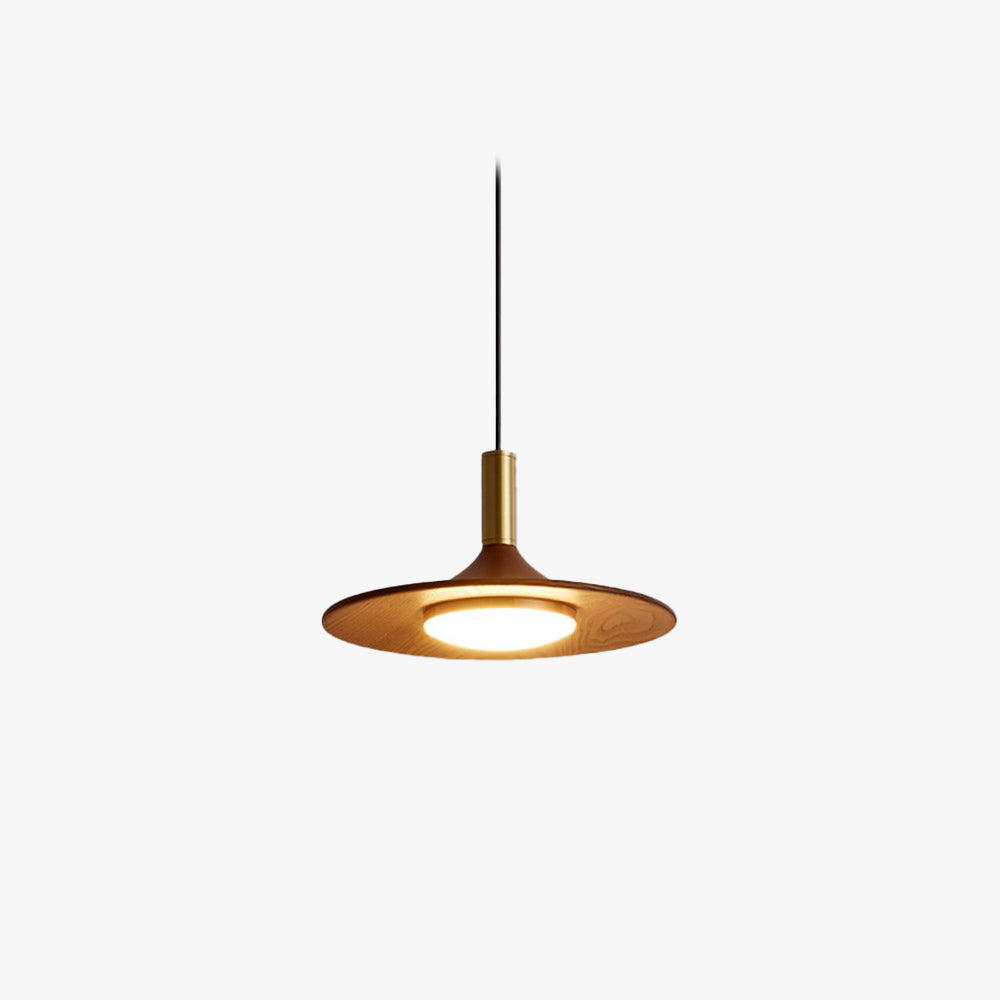 Natural Finish Wood Rustic Cap Pendant Light