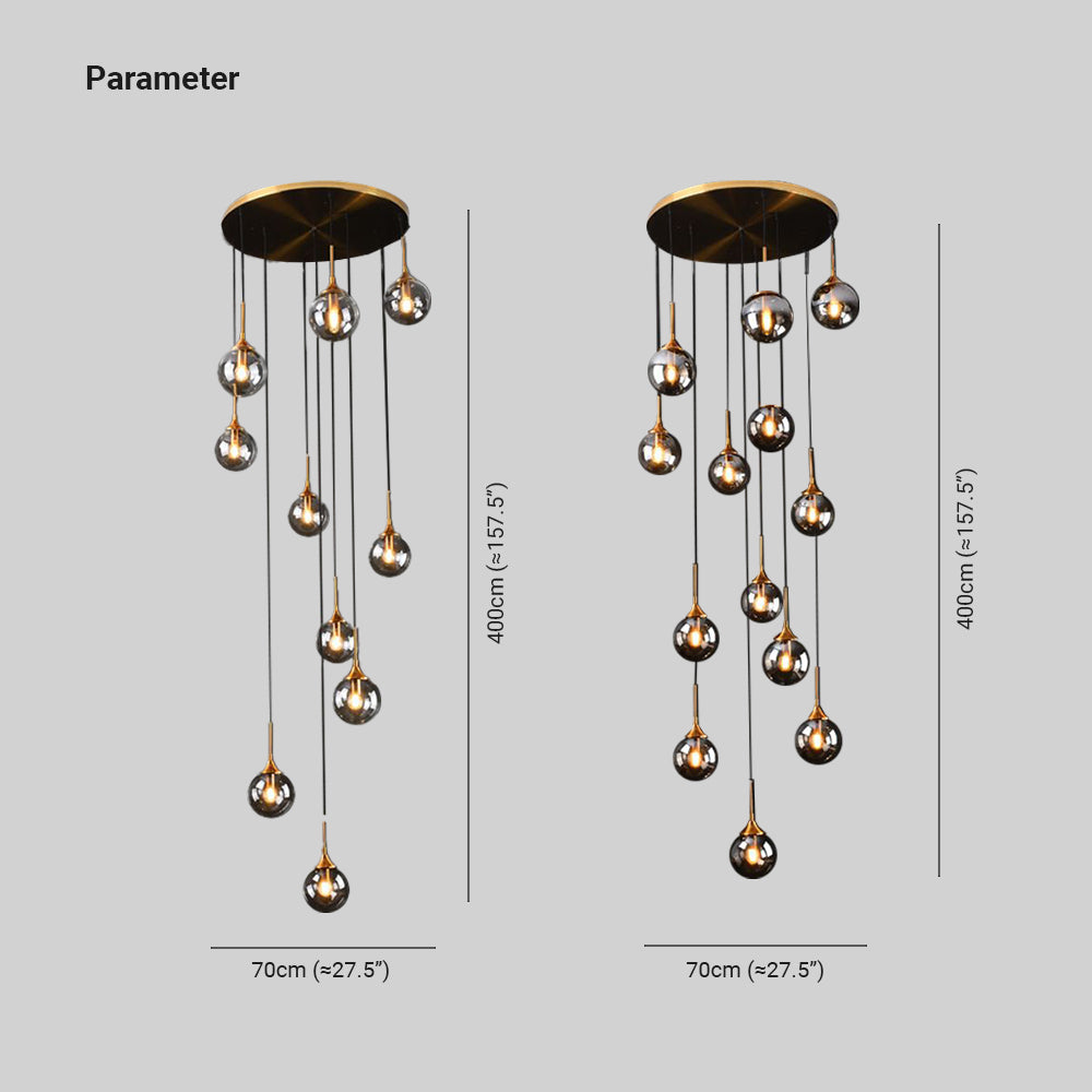 Spiral Ambient Glass Pendant Lamp for Staircase