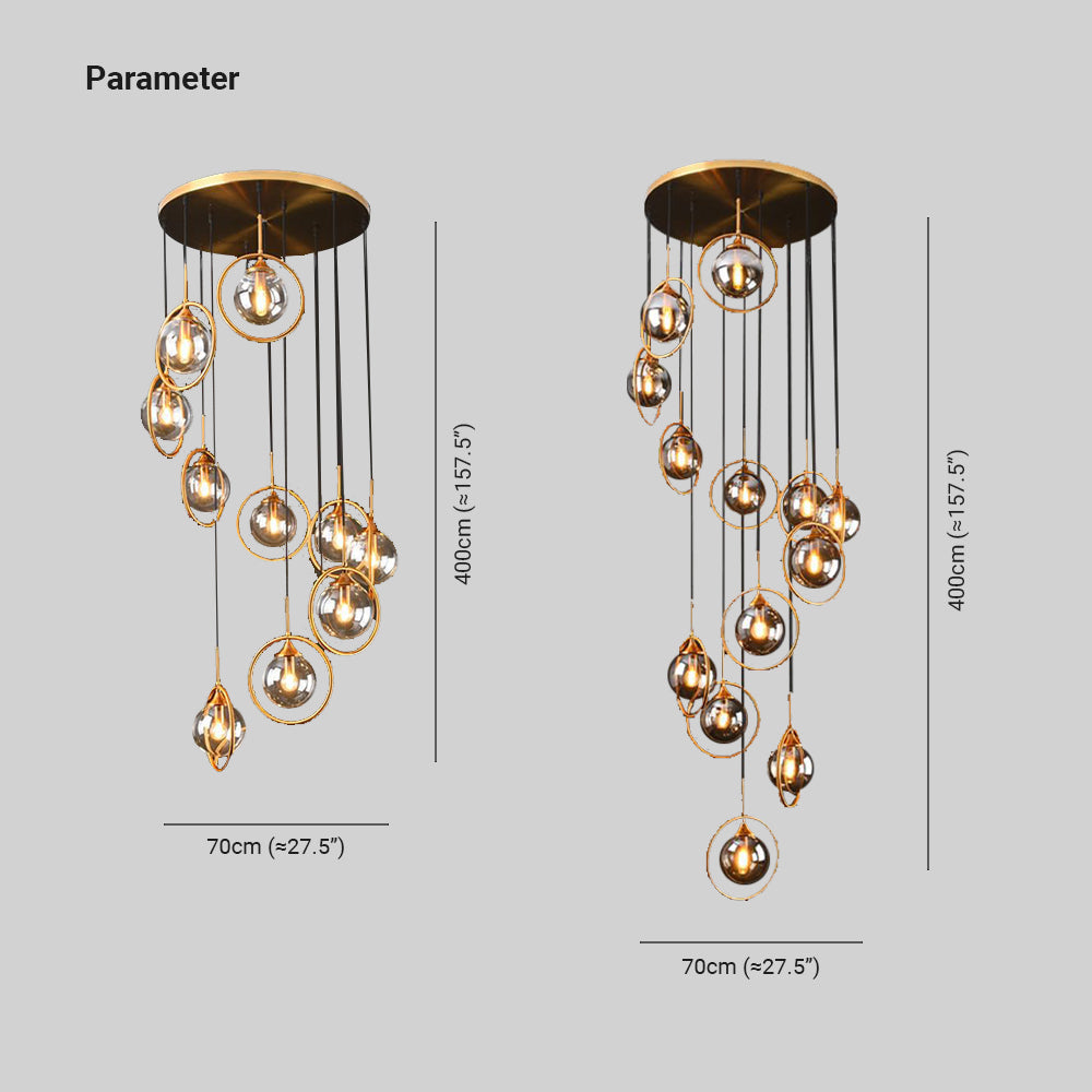 Spiral Ambient Glass Pendant Lamp for Staircase