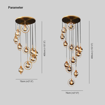 Spiral Ambient Glass Pendant Lamp for Staircase