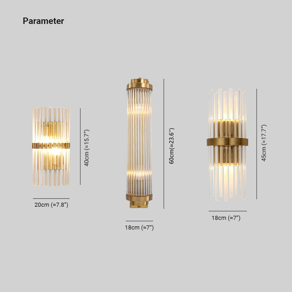 Modern Metal Cylinder Gold Crystal Wall Light