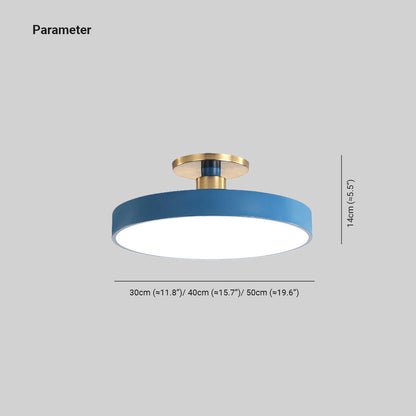 Black White Gold Dusty Blue Slim Round Flush Mount Ceiling Light
