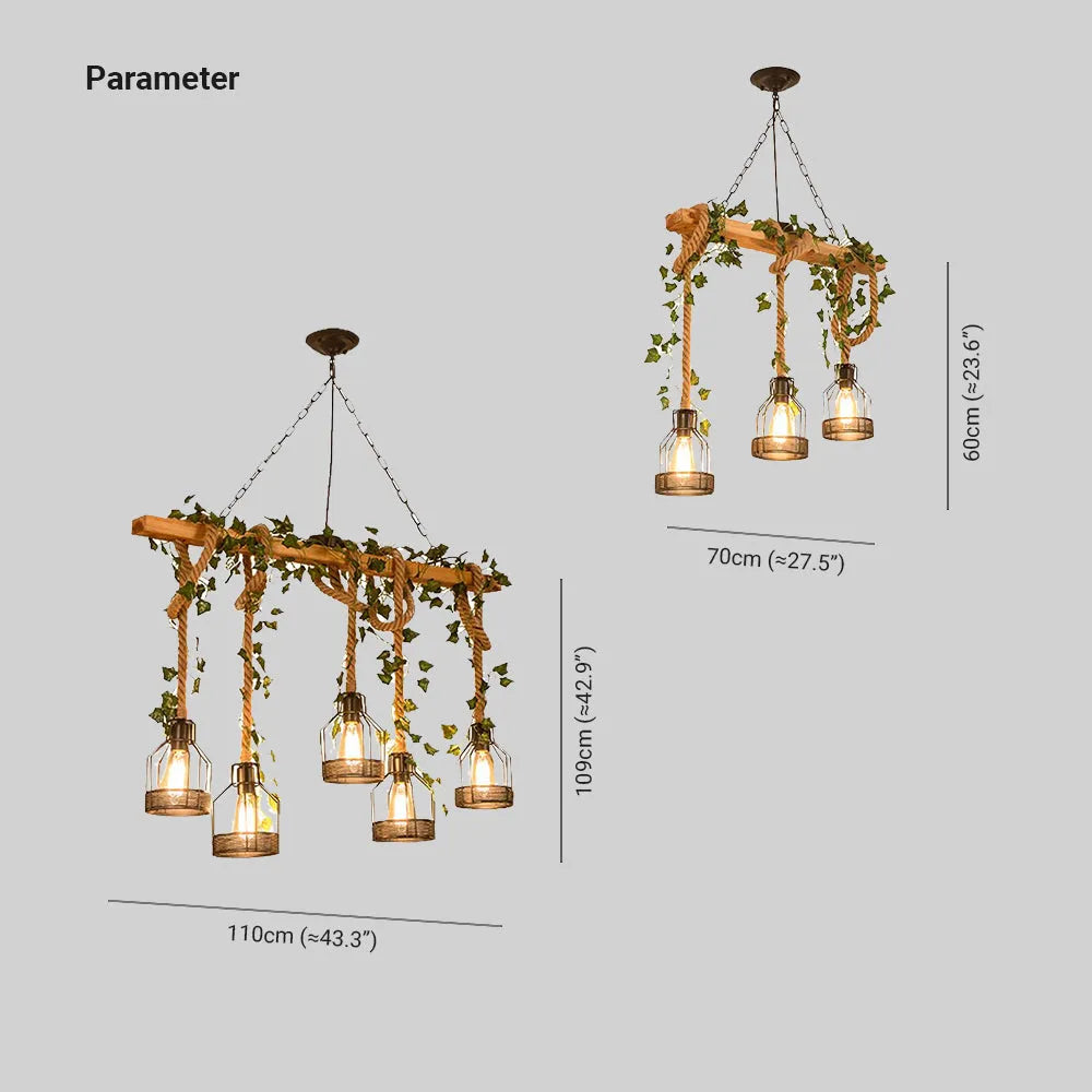 Vintage Three Head Farmhouse Wood Beam Pendant Light