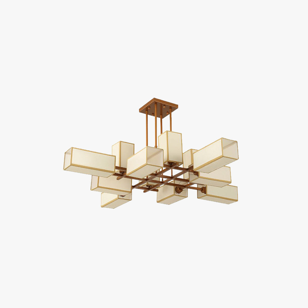 Metal and Fabric Square Retro Pendant Light for Living Rooms