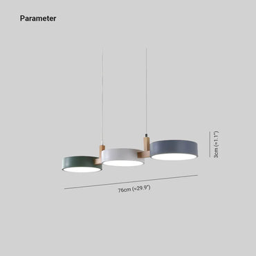 Circular LED Three-Head Pendant Light for Living Rooms