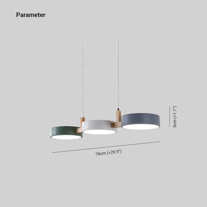 Circular LED Three-Head Pendant Light for Living Rooms