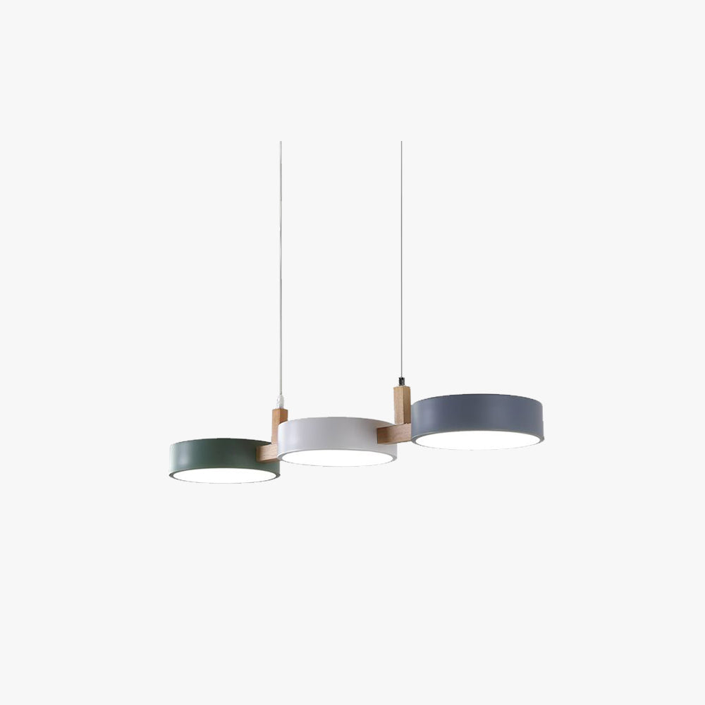 Circular LED Three-Head Pendant Light for Living Rooms