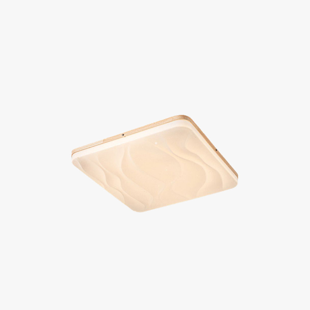 Wood Base Geometric LED Flush Mount Ceiling Light