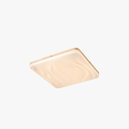 Wood Base Geometric LED Flush Mount Ceiling Light