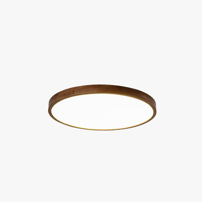 LED Flush Mount Geometric Modern Walnut Ceiling Light