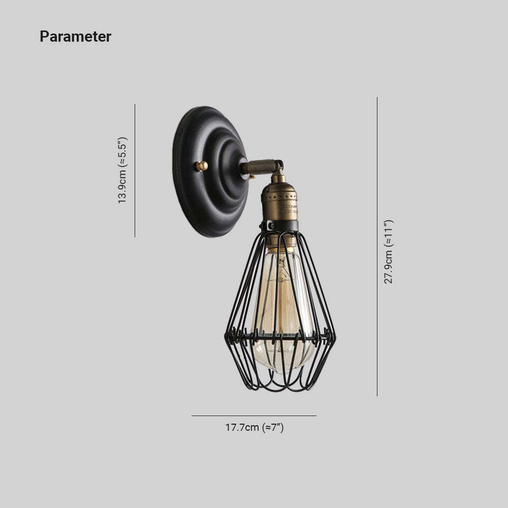 Rustic Black Finished Metal Industrial Wall Lantern Light