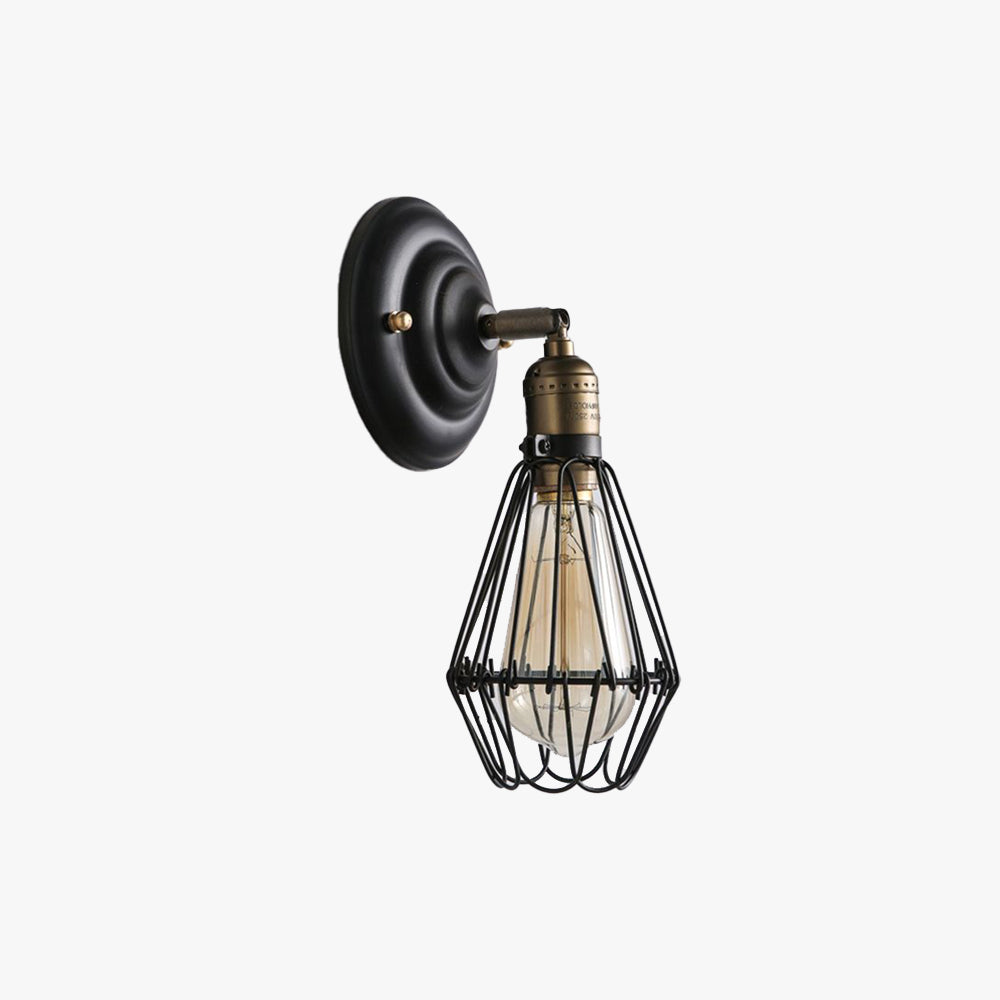 Rustic Black Finished Metal Industrial Wall Lantern Light