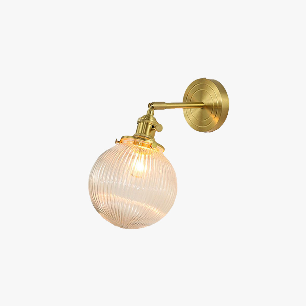 Glass Globe Gold Floral Vanity Wall Light For Bedroom